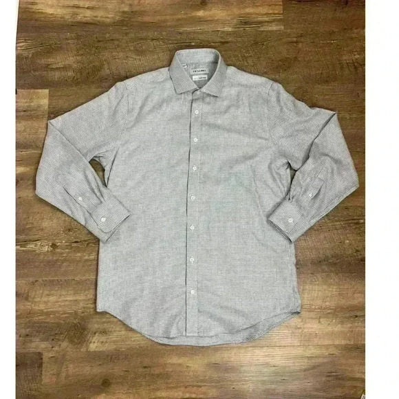 Twillory Non Iron Tailored Fit Geometric Button Up Shirt Men's 16 32/33 Gray - Picture 1 of 13